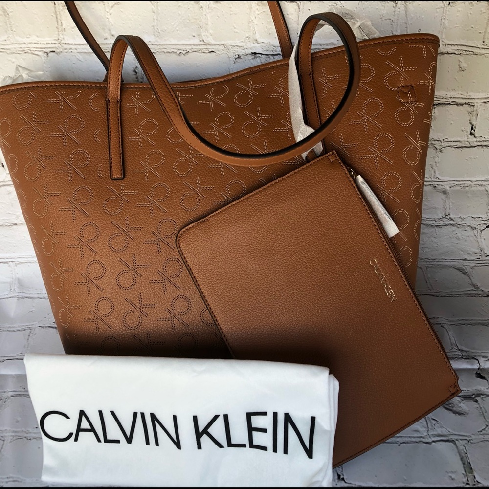 Rachel Reversible Monogram Logo Tote bag zip pouch